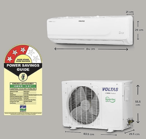 Voltas 1.5 Ton 3 Star, Inverter Split AC(Copper, 4 in 1 Adjustable Cooling, Anti-dust Filter, 2023 Model, 183V Vectra Platina, White) - Image 2